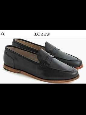 J.Crew Women Black Leather Penny Loafers